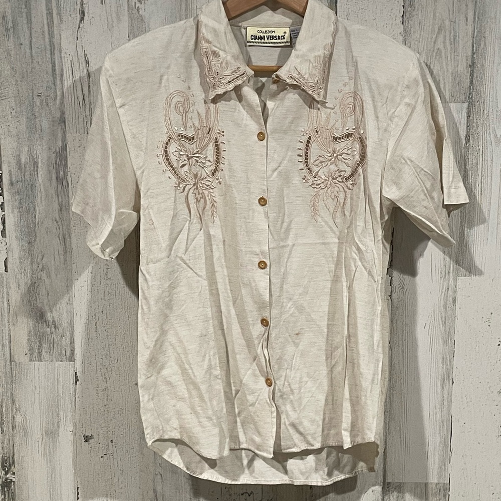 GIANNI VERSACE Vintage Short Sleeve Blouse Size Large